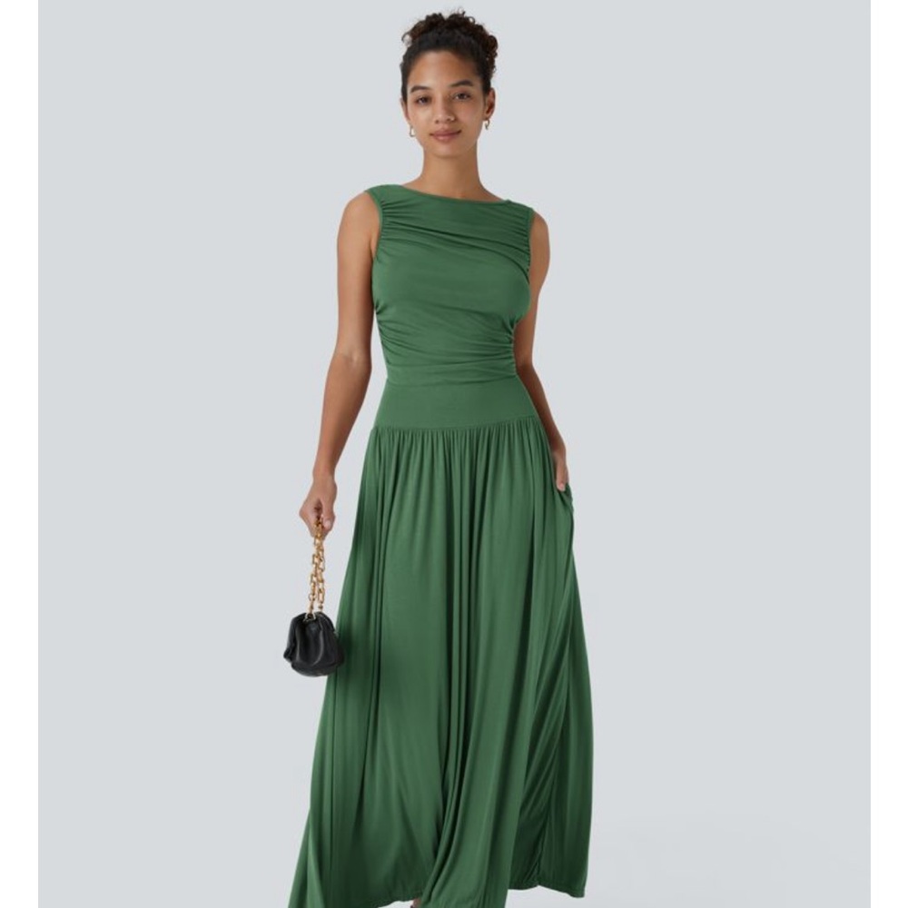 HALARA Green Asymmetrical Dress